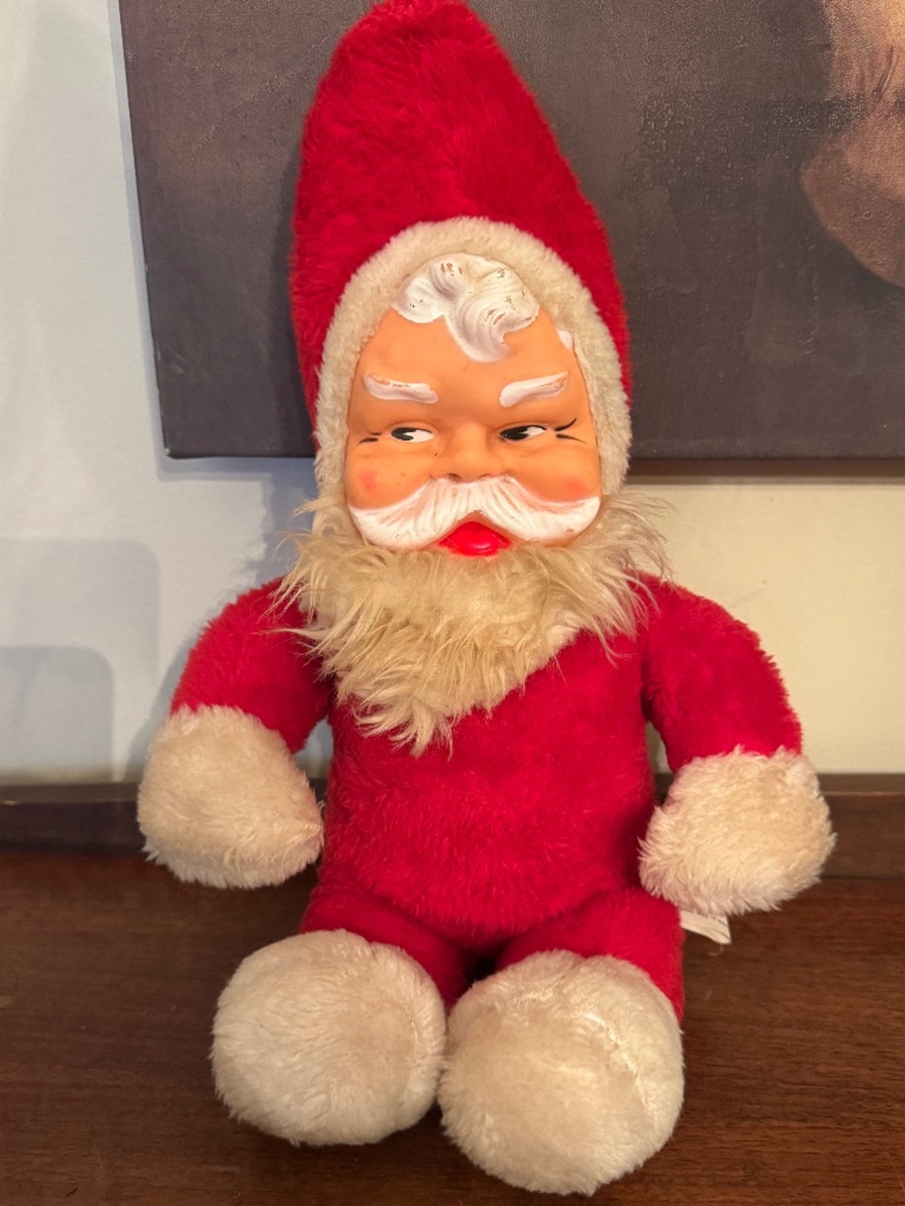 Vintage 1950s BJ Toys Rubber Face Santa Plush Doll